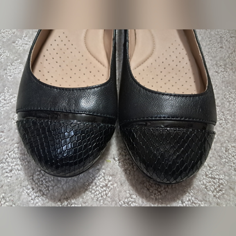 Lands' End Ballet Flats 7.5 with Textured Toe Black Shoes NEW Without TAG - Picture 7 of 9